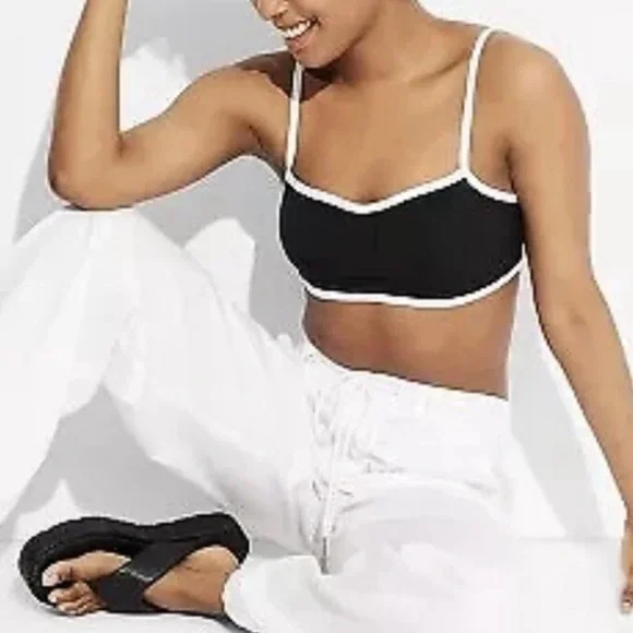 Wild Fable Women's Butterbliss Black and White Bralette - Picture 2 of 4